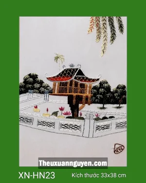 Tranh thêu Chùa Một Cột XN-HN23