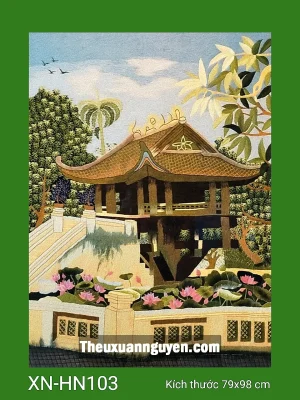 Tranh thêu Chùa Một Cột XN-HN103