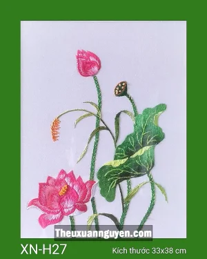 Tranh thêu hoa sen XN-H27