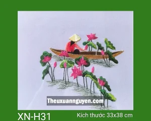 Tranh thêu hoa sen XN-H31