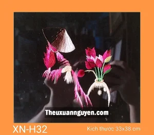 Tranh thêu hoa sen XN-H32