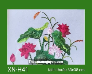 Tranh thêu hoa sen XN-H41