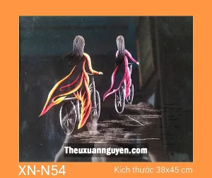 Tranh thêu 2 thiếu nữ áo dài XN-N54