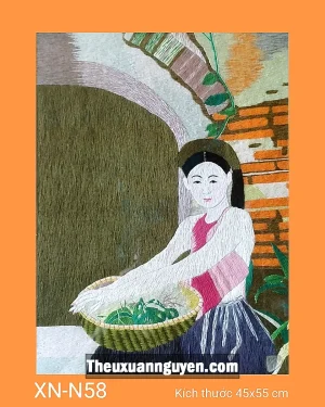 Tranh thêu phụ nữ Việt Nam xưa XN-N58