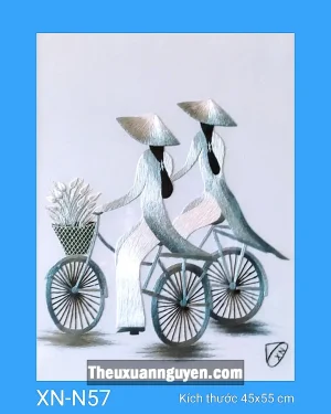 Tranh thêu 2 thiếu nữ áo dài XN-N57