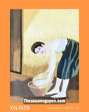 Tranh thêu phụ nữ Việt Nam xưa XN-N59