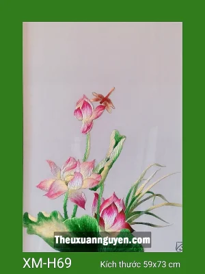 Tranh thêu hoa sen XN-H69