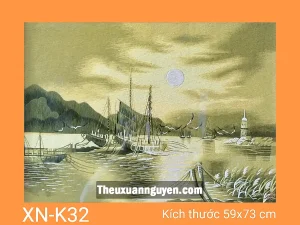 Tranh thêu phong cảnh biển hoàng hôn XN-K32
