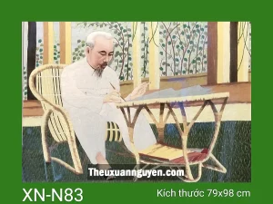 Tranh thêu Bác Hồ ngồi làm việc XN-N83