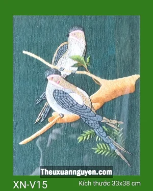 Tranh thêu đôi chim XN-V15