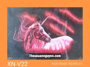 Tranh thêu ngựa một sừng XN-V22
