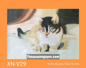 Tranh thêu con mèo XN-V29