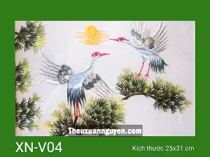 Tranh thêu tùng hạc cỡ nhỏ (5 mẫu)